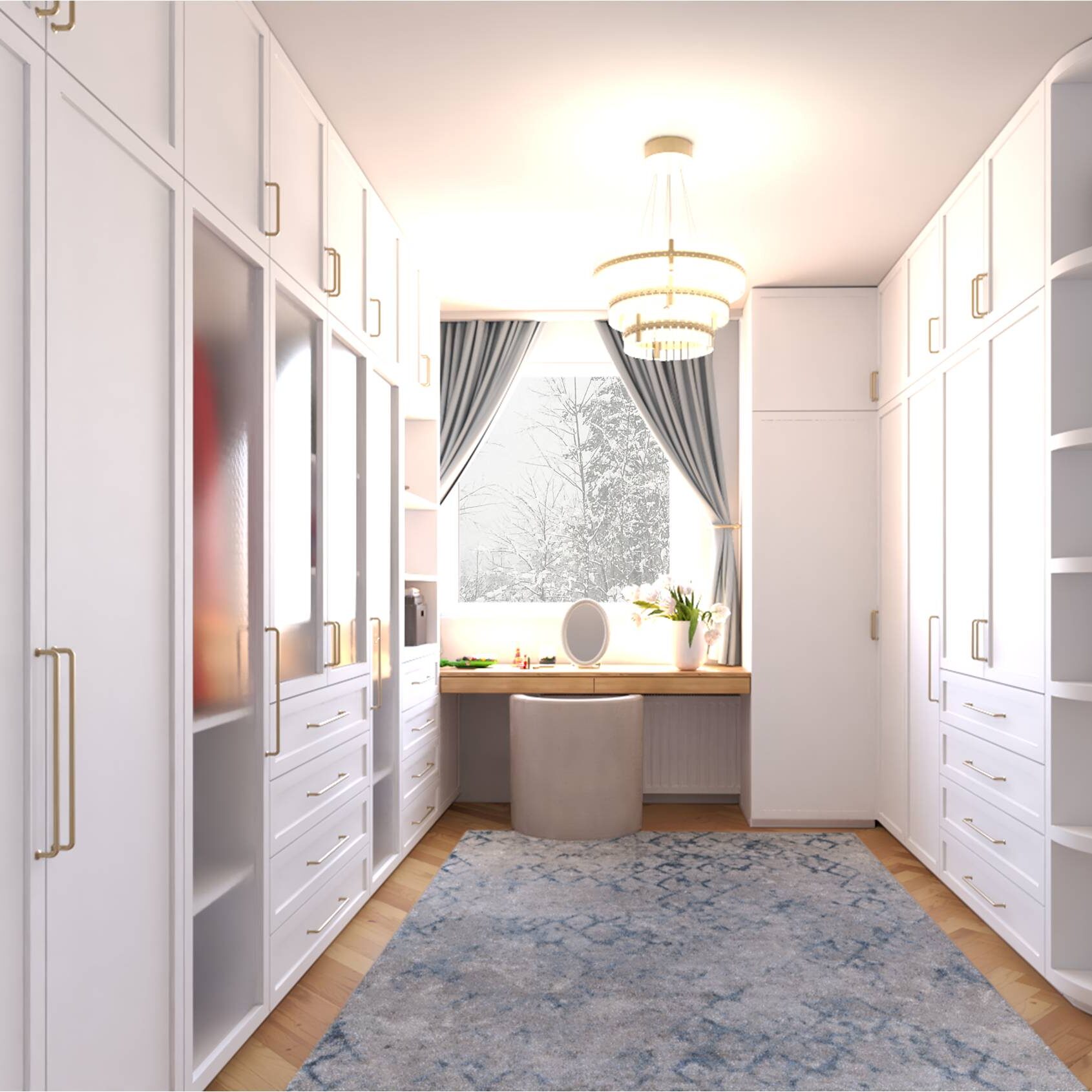 Beauty kútik pri okne so zrkadlom a stolíkom